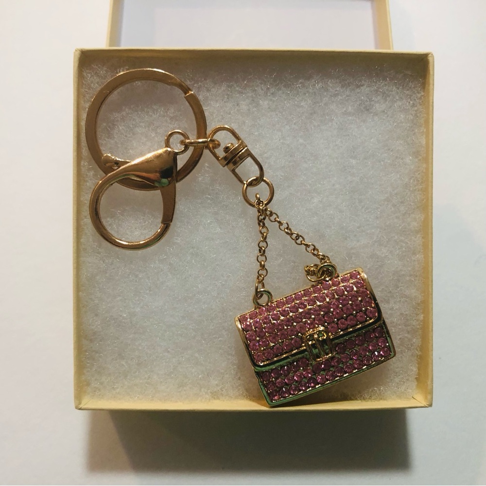 New Pink Crystal Purse Charm/Keychain